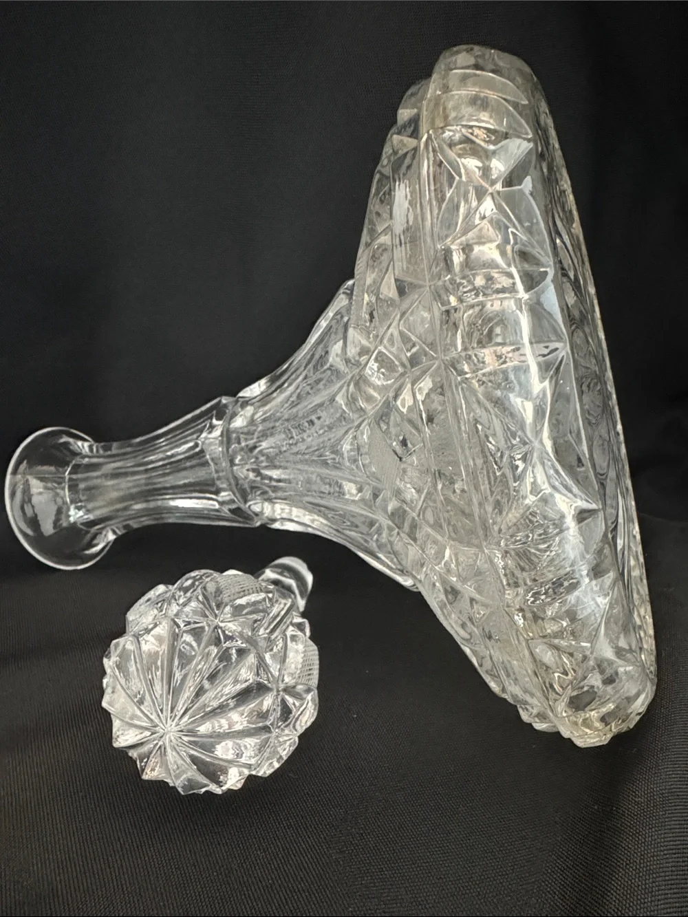 Vintage Cut Glass Crystal Decanter with Stopper - Clear